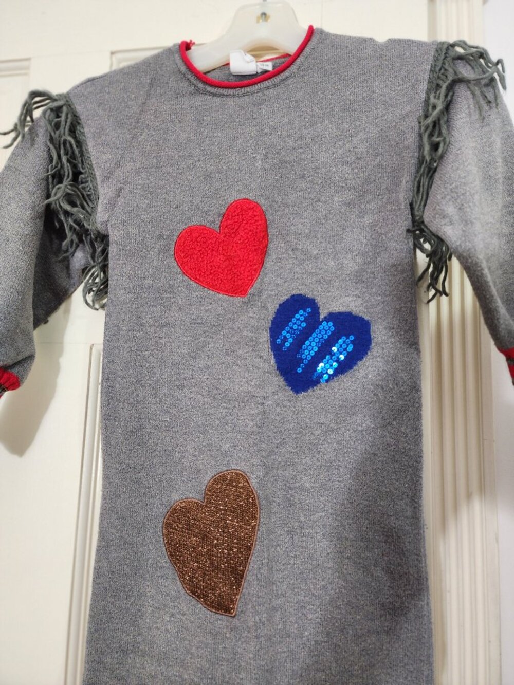 DEUSE NAR DEUSE Little girl knited sweater heart dress size 7 (A5) - Picture 4 of 9